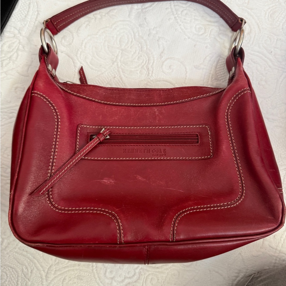 Kenneth Cole Deep Red Leather Shoulder Bag